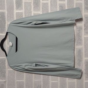 Flax 100% Cotton Women's Light Blue Long Sleeve Round Neck Pullover Shirt Large